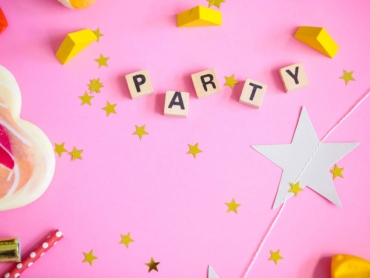Festive. Party objects on a pink background