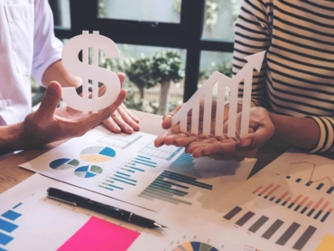 Two businessmen at work, Business crew working with new startup financial project plan,man and woman discussion issues to achieve better results, business strategy, growth development Selective Focus.
