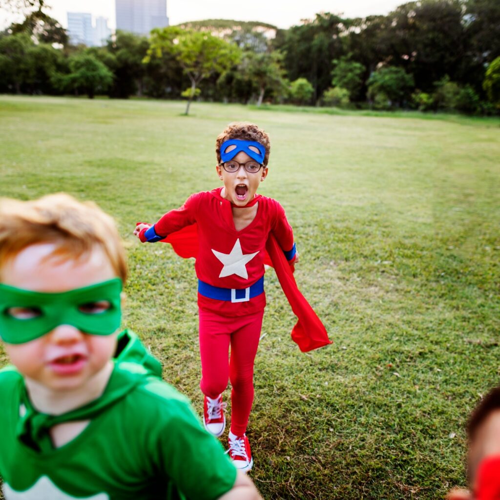 Superhero kids with superpowers
