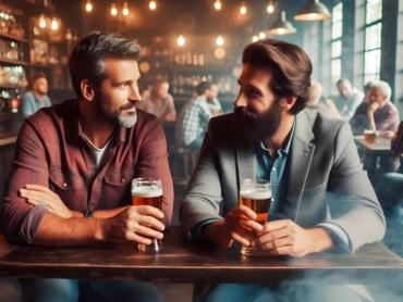 ai generated, men, bar, pub, beer, drink, discussion, alcohol